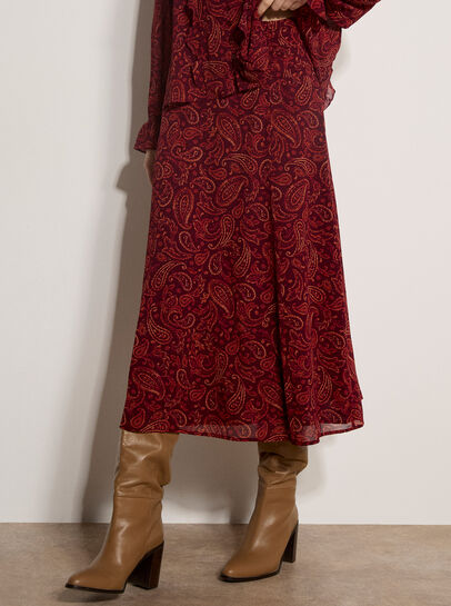 Chiffon Paisley A-Line Midaxi Skirt