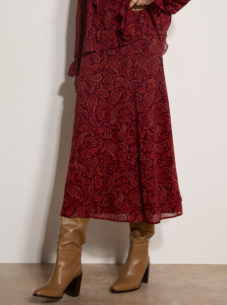 Chiffon Paisley A-Line Midaxi Skirt