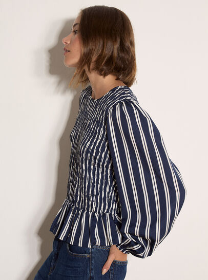 Shirred Bodice Stripe Top