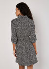 Petal Print Belted Shirt Mini Dress, Stone, large