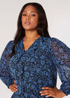 Curve Blouse à Volants Silhouette Florale, Bleu, grand