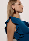 Ruffle Sleeve Jersey Jumpsuit, Cobalt/Royal Blue, large