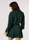 Wrap Shirt Mini Dress, Green, large