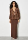 Embroidered Floral Chiffon Top, Brown, large
