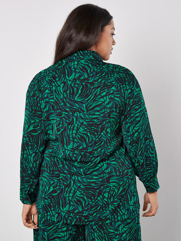 Curve Swirl Print Shirt, Green, large