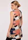 Paintsplash Cowl Neck Mesh Top, Coral, large