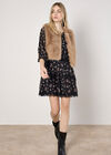 Vintage Floral Lace Tiered Mini Dress, Black, large