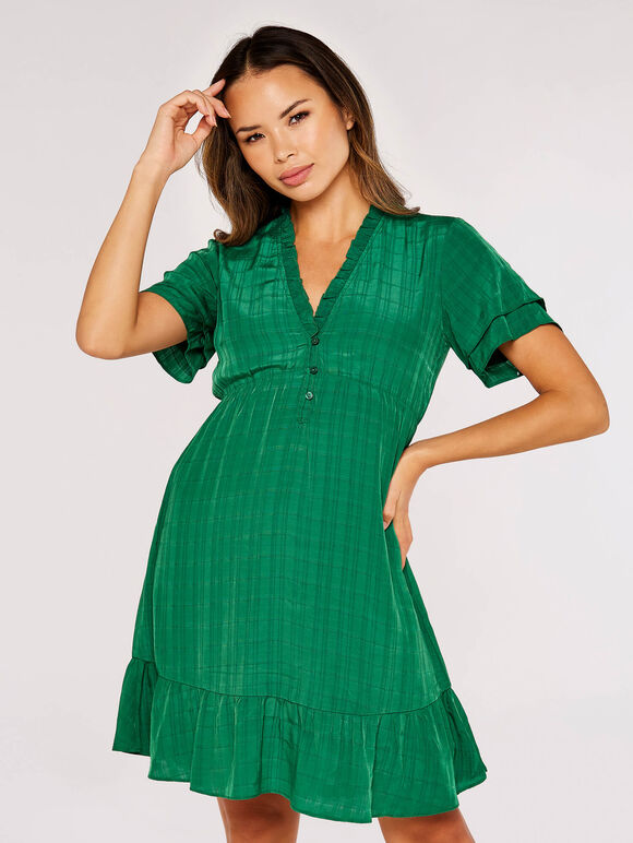 Self Check Mini Dress, Green, large