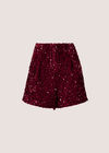 Sequin Velvet Shorts, Burgundy, large