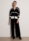 Monochrome Stripe Oversized Cardigan, Black, large