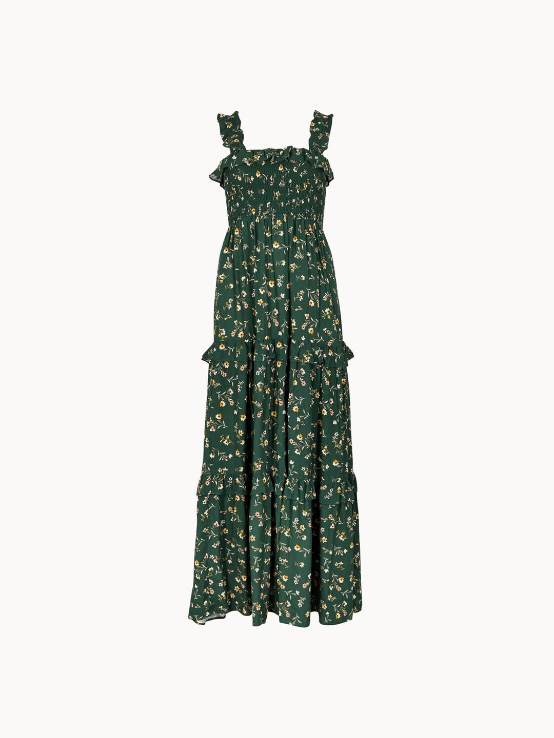 apricot green floral dress Ditsy Floral Smocked Maxi Dress