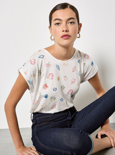 Colourful Tropical Print Jersey T-Shirt