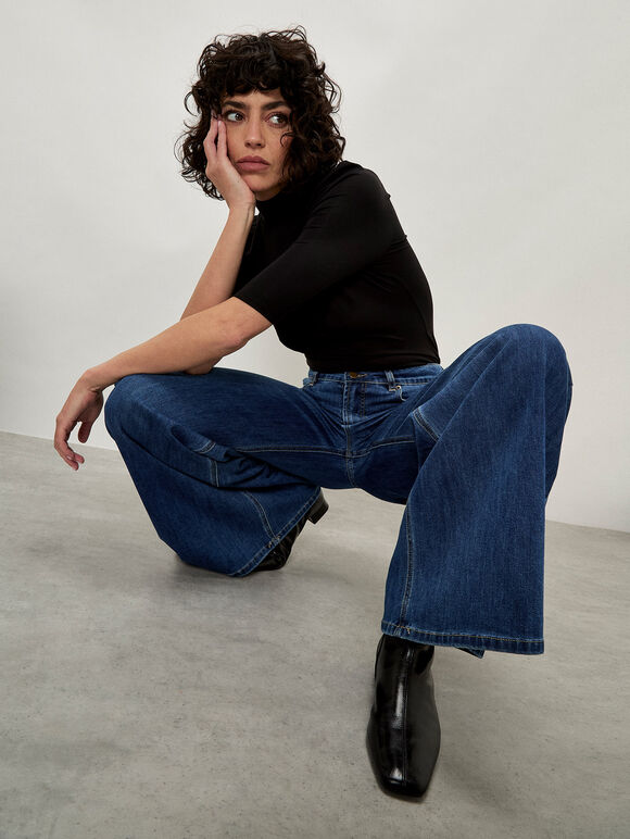 Zana Wide Leg Jeans, Blue, large