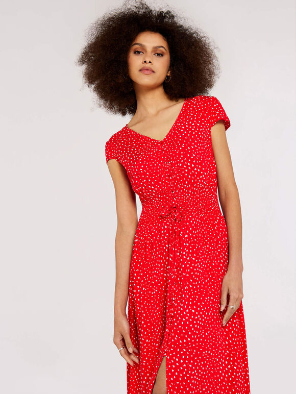 Textured Dot Maxi Dress, Red, large