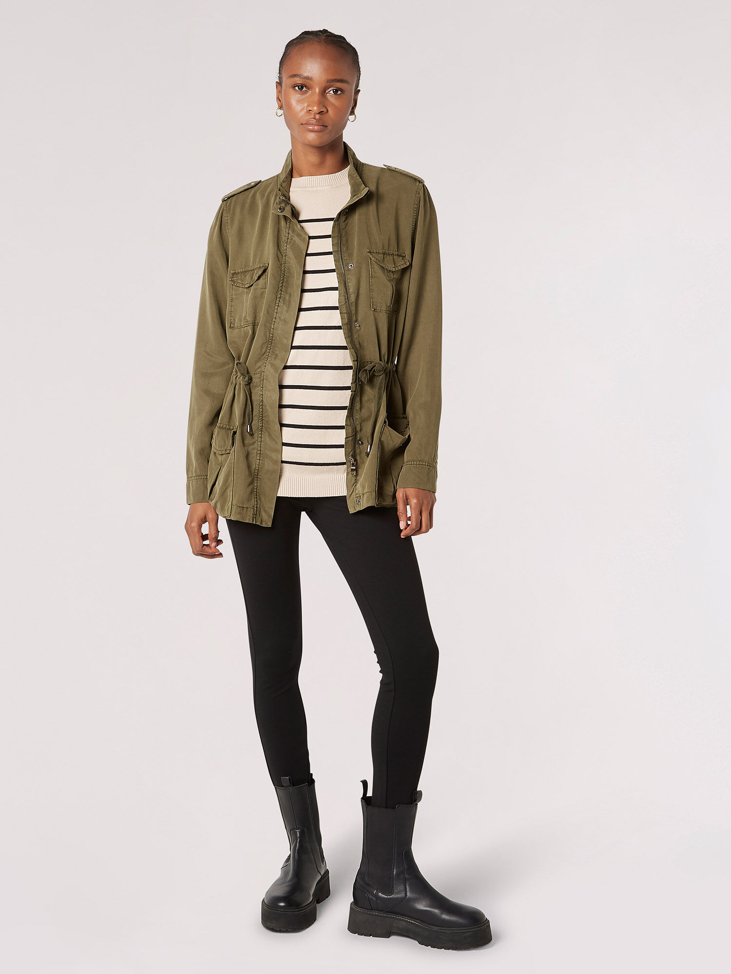 Green drawstring jacket shop
