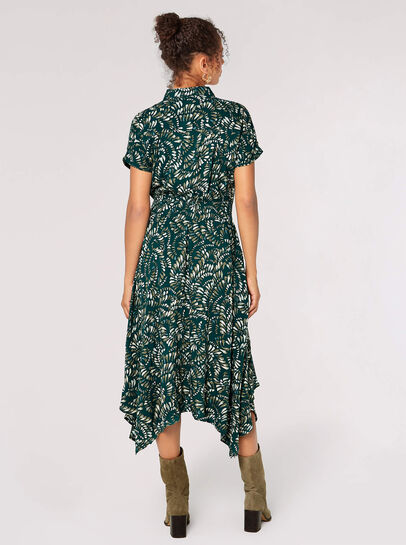 Abstract Print Shirt Midi Dress
