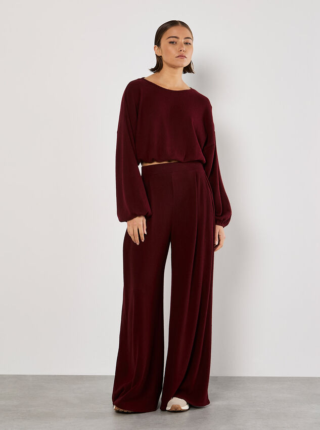 Soft Ribbed Crop Top, Burgundy, large