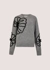 Floral Cornelli Embroidered Jumper, Grey, large