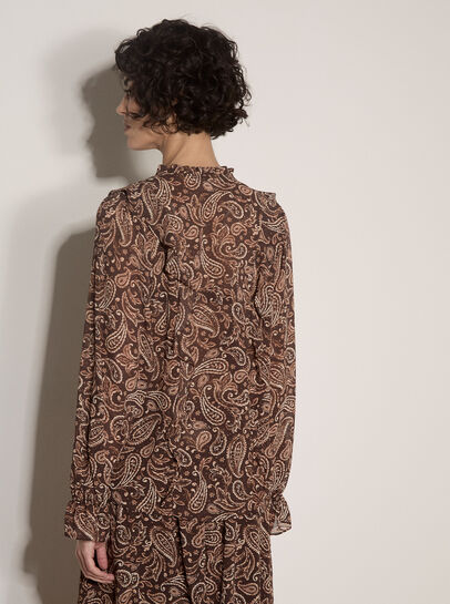 Paisley Chiffon Ruffle Blouse