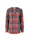 Grandad Collar Check Shirt, Blue, large