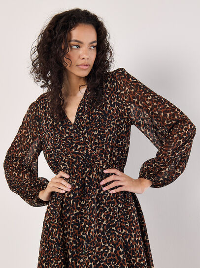 Animal Print Wrap Mini Dress