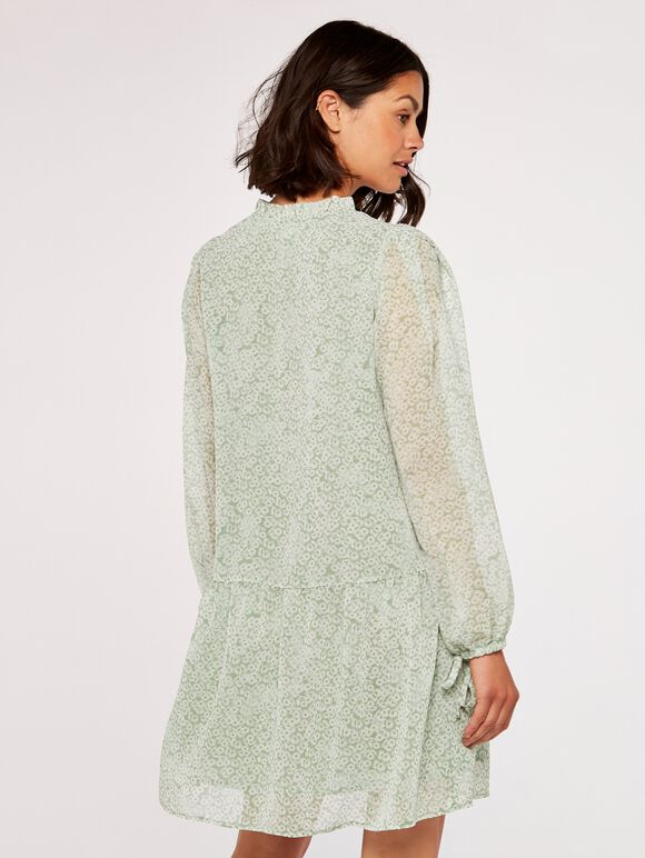 Ditsy Tie Neck Tiered Dress, Mint, large