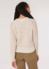 Cable Waffle Knit Jumper, Stone, large