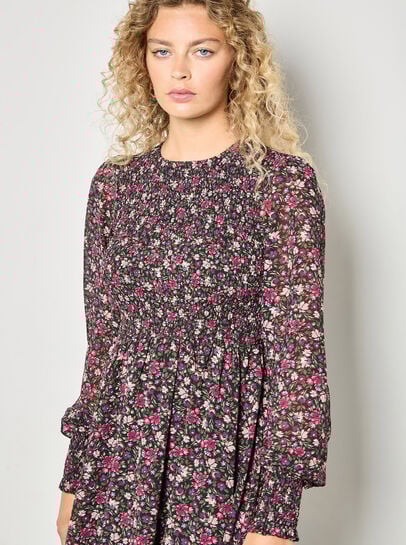 Ditsy Floral Smocked Mini Dress