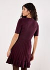 Ribbed Knit Fit And Flare Mini Dress, Burgundy, large