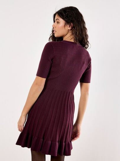 Ribbed Knit Fit And Flare Mini Dress