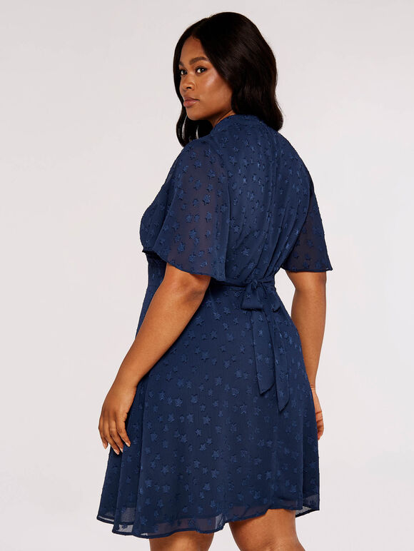 Curve Star Jacquard Mini Dress, Navy, large