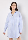 Stripe Oversized Shirt Mini Dress, Blue, large