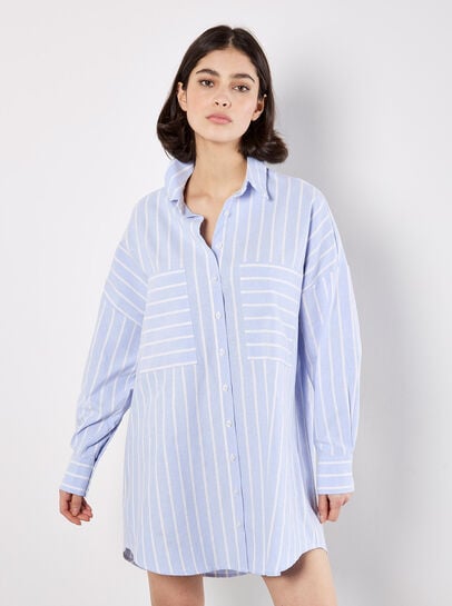 Stripe Oversized Shirt Mini Dress