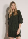 Cable Knit Jumper Mini Dress, Green, large