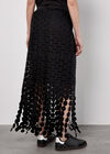 Guipure Circle Lace Fringe Maxi Skirt, Black, large