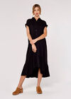 Boxy Tiered Midi Dress, Black, large