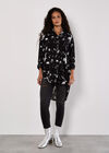 Paint Print Oversized Tunic Top, Black, large