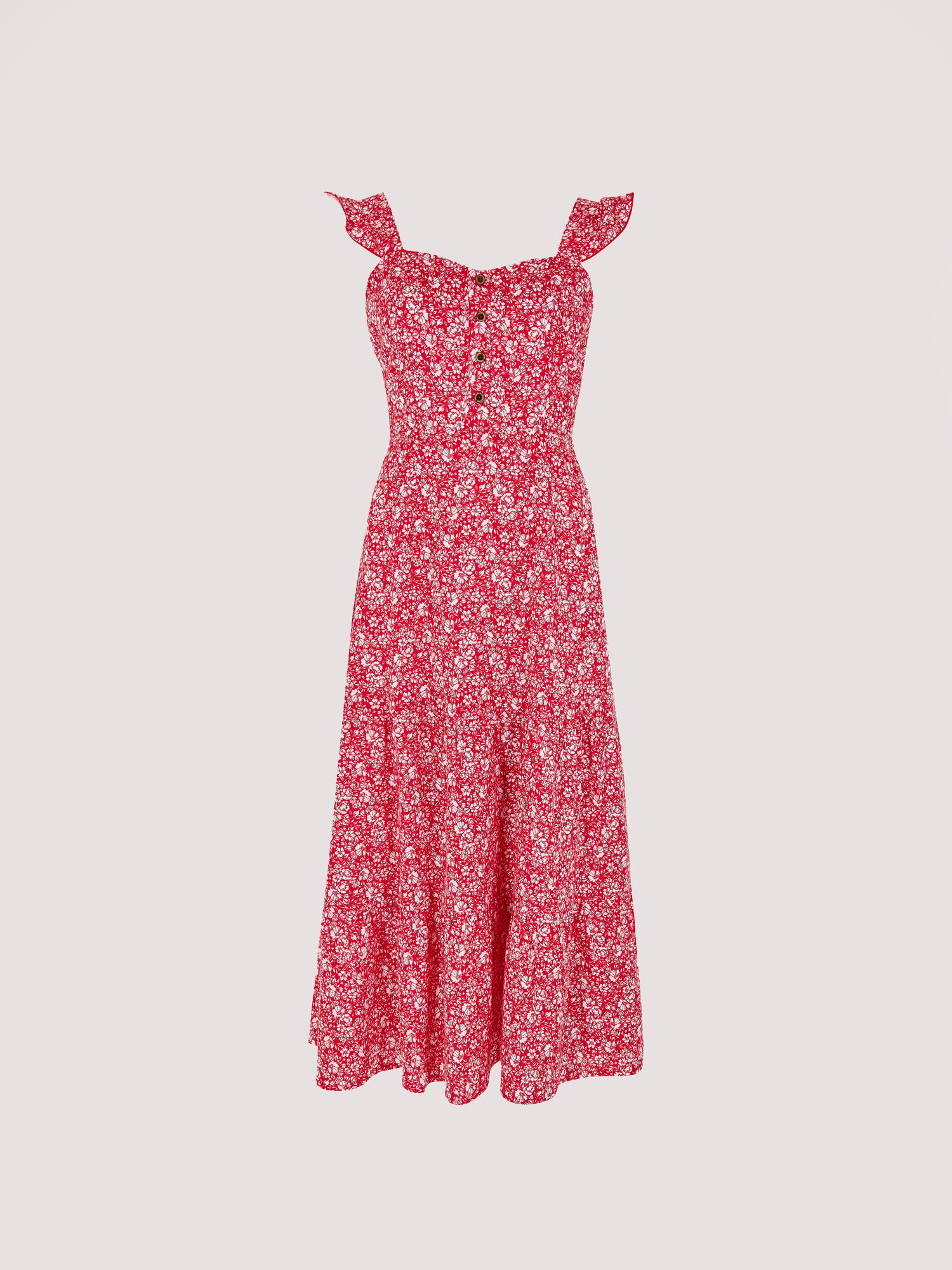 Robe Midi A Petites Fleurs A Volants Vetements Apricot