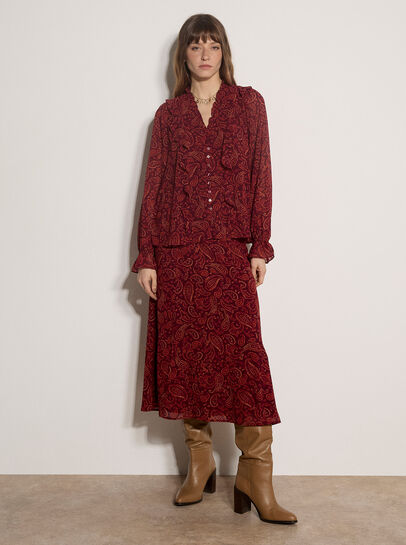 Chiffon Paisley A-Line Midaxi Skirt