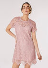 Lace Mini Dress, Pink, large