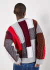 Colour Block Chunky Knit Cable Jumper, Grey, large