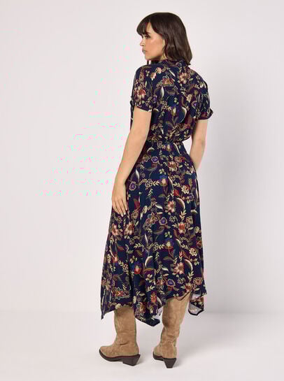 Sarasa Floral Shirt Midi Dress