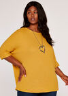 Curve Waffle Knit Top, Mustard, large