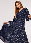 Foil Luminous Midi Dress, Navy, large