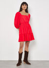 Chevron Texture Cut-Out Mini Dress, Red, large