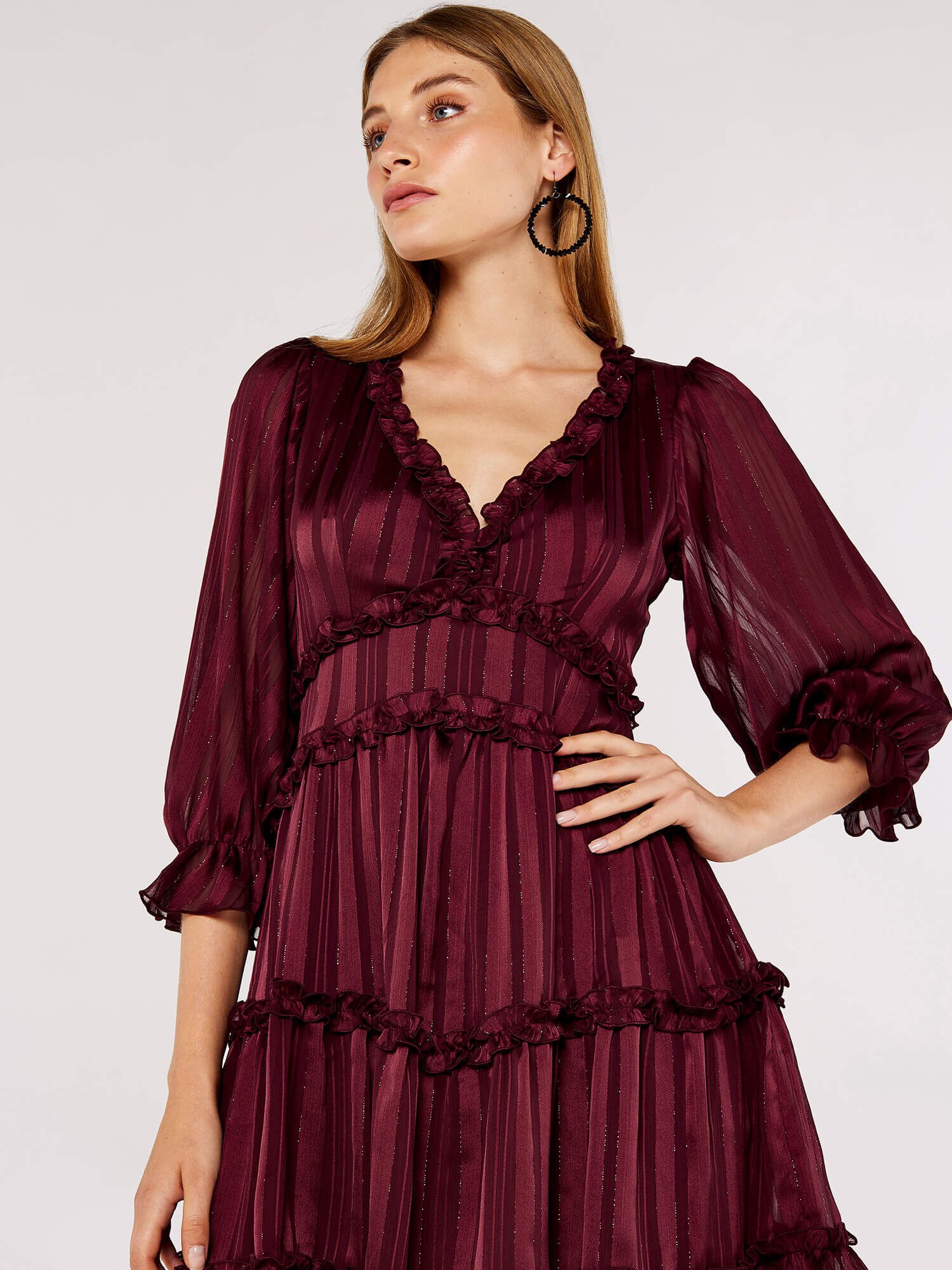 Ruffle tiered gown outlet
