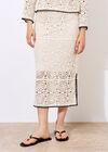 Crochet Circles Midi Skirt, Stone, large