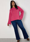 Curve Bell Sleeve Boucle Jumper, Fuchsia, large