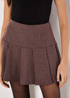 Check Pleated Mini Skirt, Burgundy, large