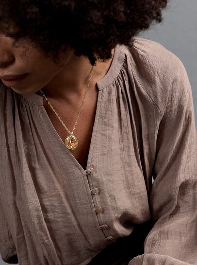 Hammered Coin And Stone Necklace